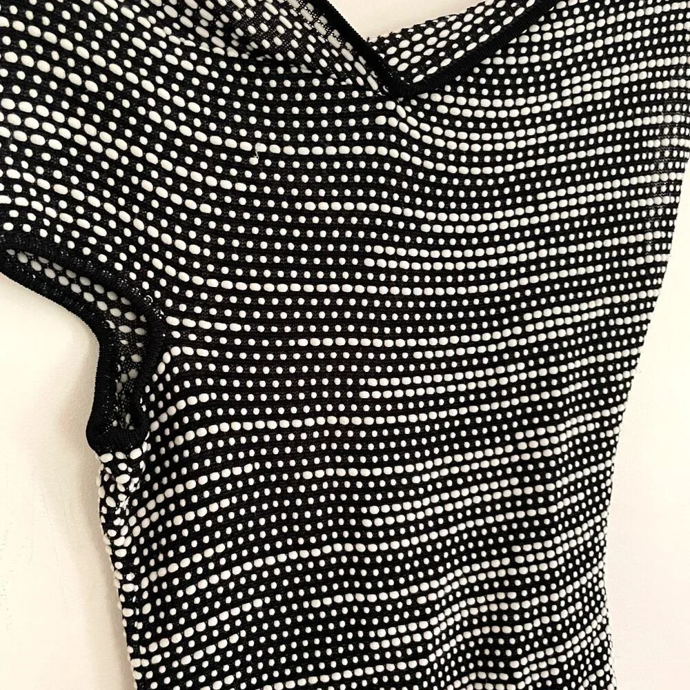 Roland Mouret Knit Bodycon Designer Dress Asymmetrical Black and White Size S - Picture 3 of 10